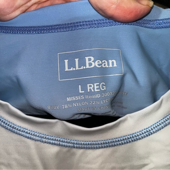 L.L. Bean Blue Gray Swim Rash Guard Size Large Stripe Tie Dye C3 - Picture 2 of 4